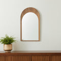 Light Brown Solid Wood Arch Framed Accent Mirror - 48-inch