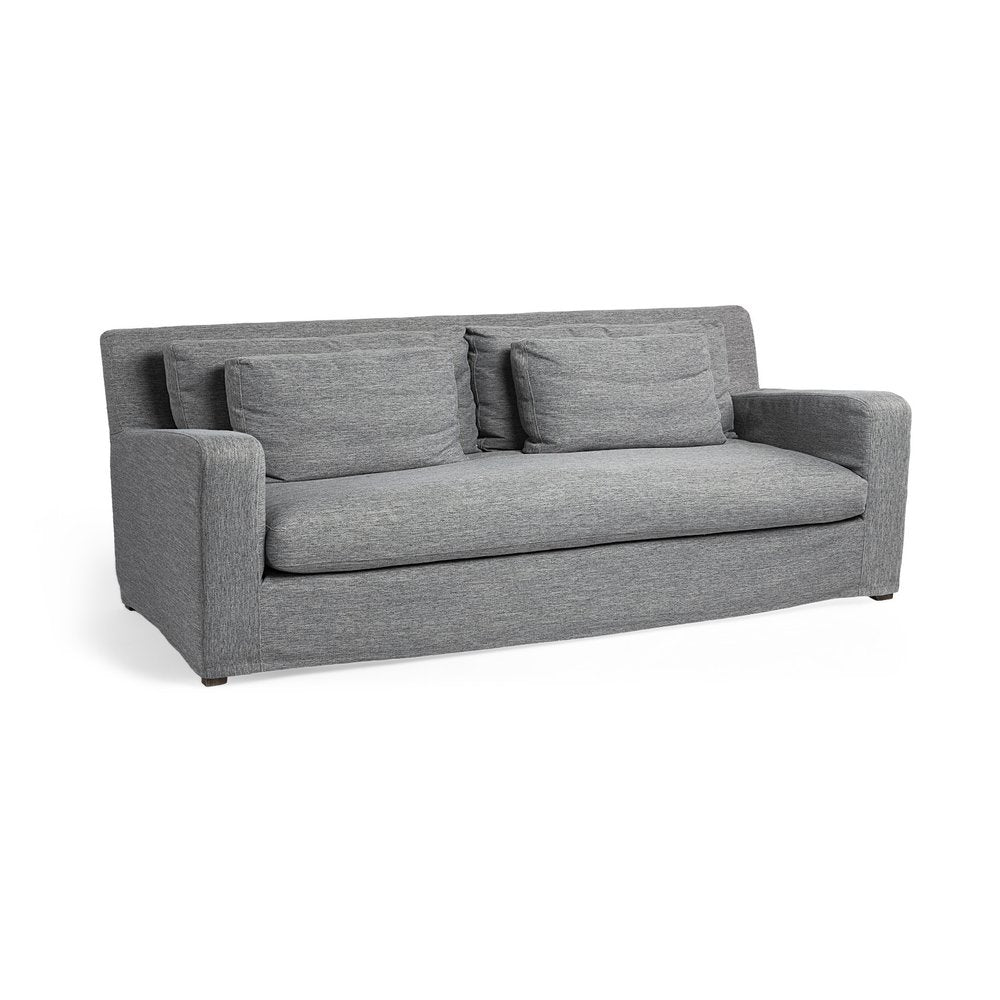 Dark Gray Slipcovered Fabric Sofa with Toss Pillows - 93-inch