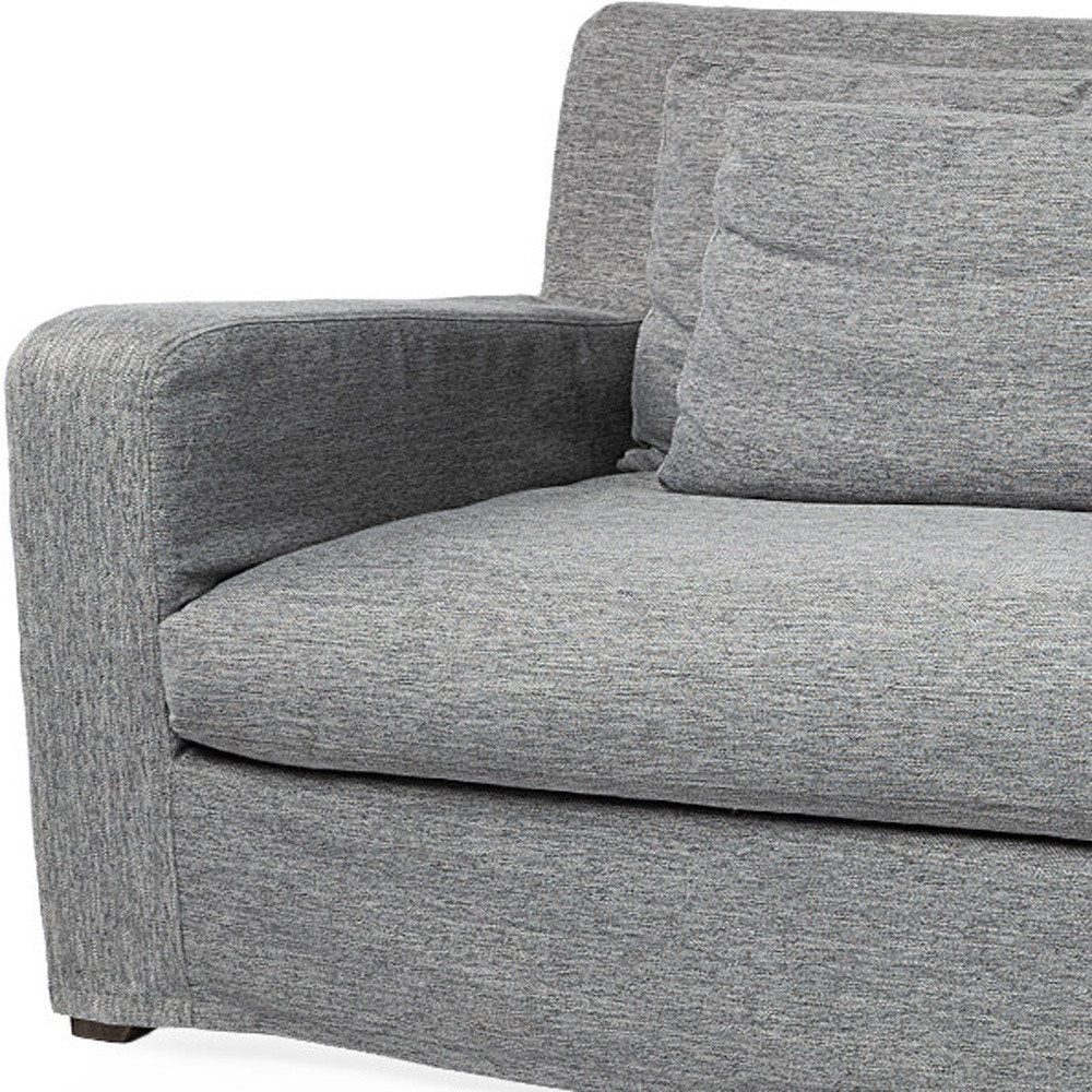Dark Gray Slipcovered Fabric Sofa with Toss Pillows - 93-inch