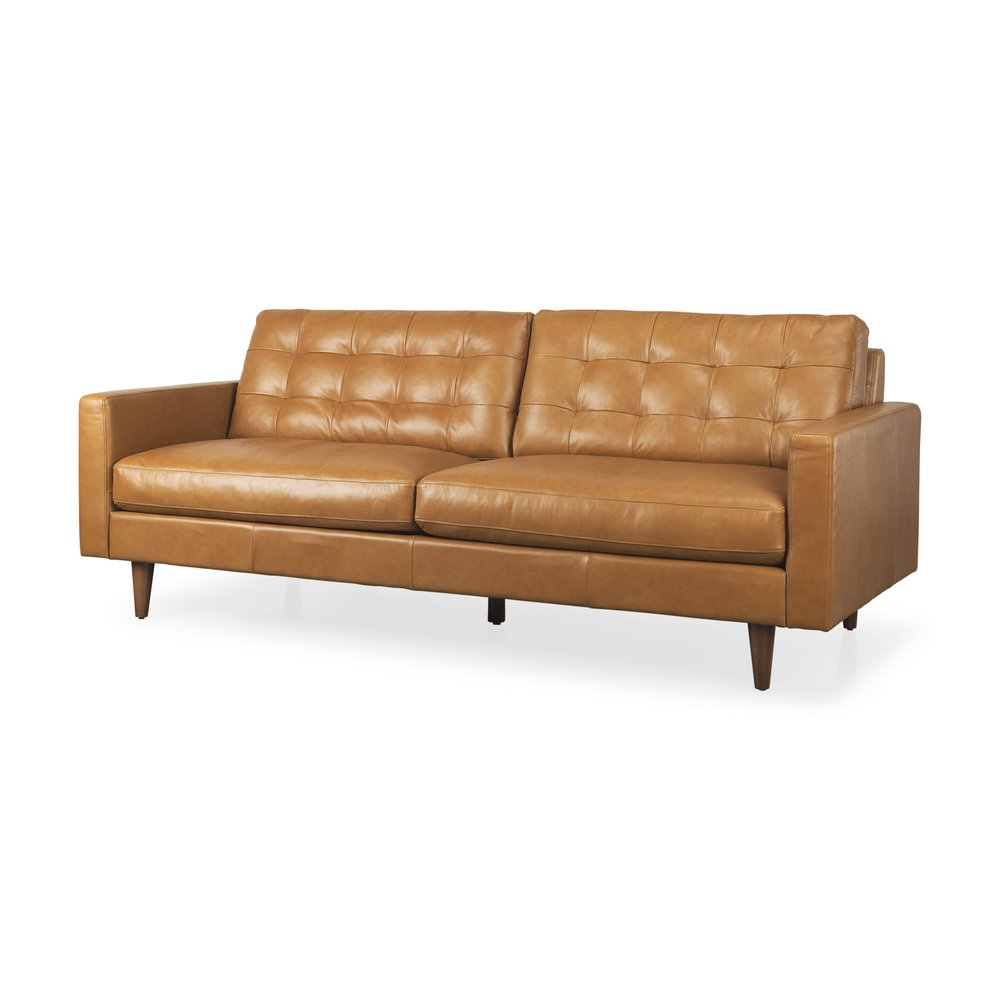 Brown Leather Sofa - 88-inch