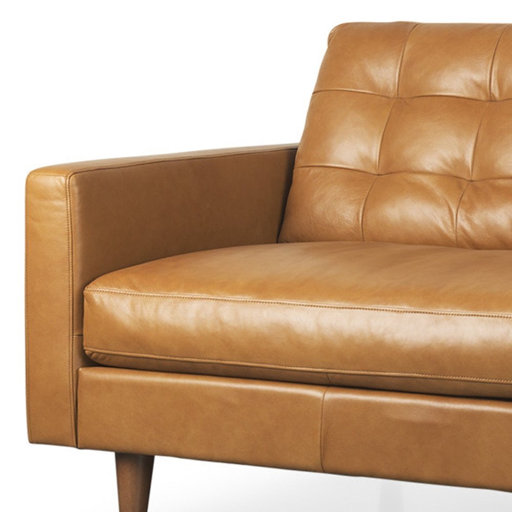 Brown Leather Sofa - 88-inch