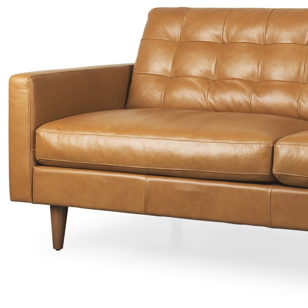 Brown Leather Sofa - 88-inch
