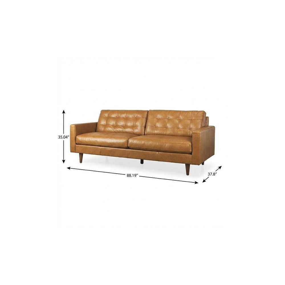 Brown Leather Sofa - 88-inch