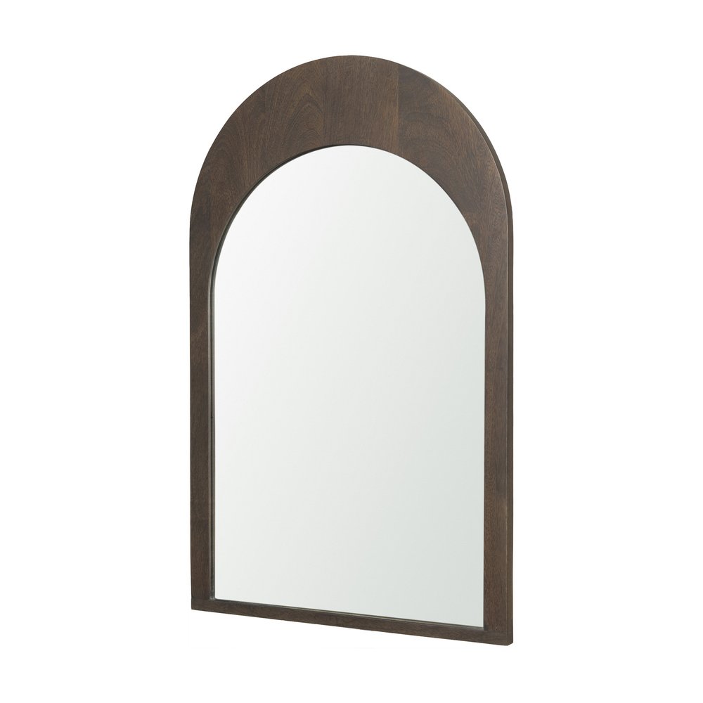 Brown Solid Wood Arch Framed Accent Mirror - 36-inch