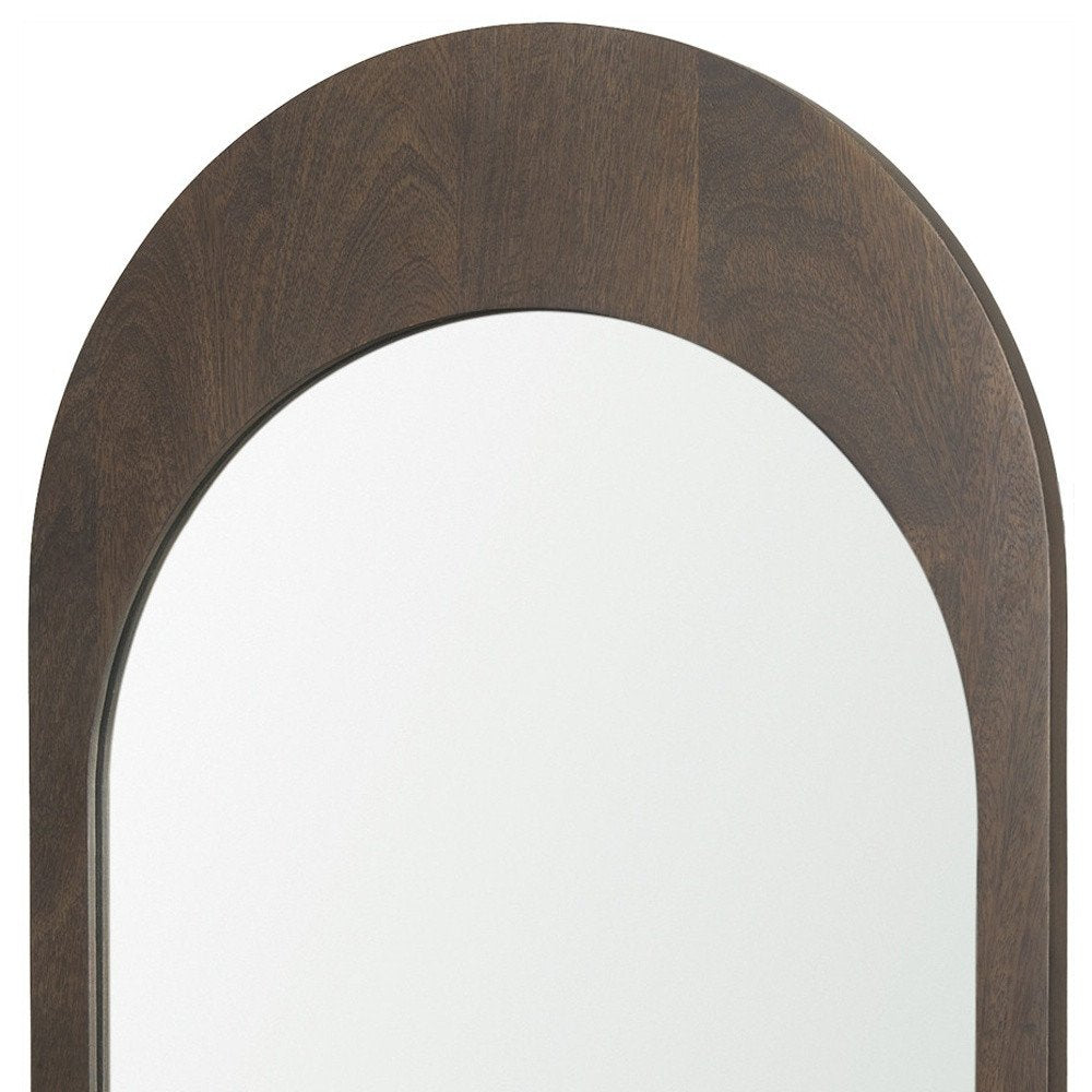 Brown Solid Wood Arch Framed Accent Mirror - 36-inch
