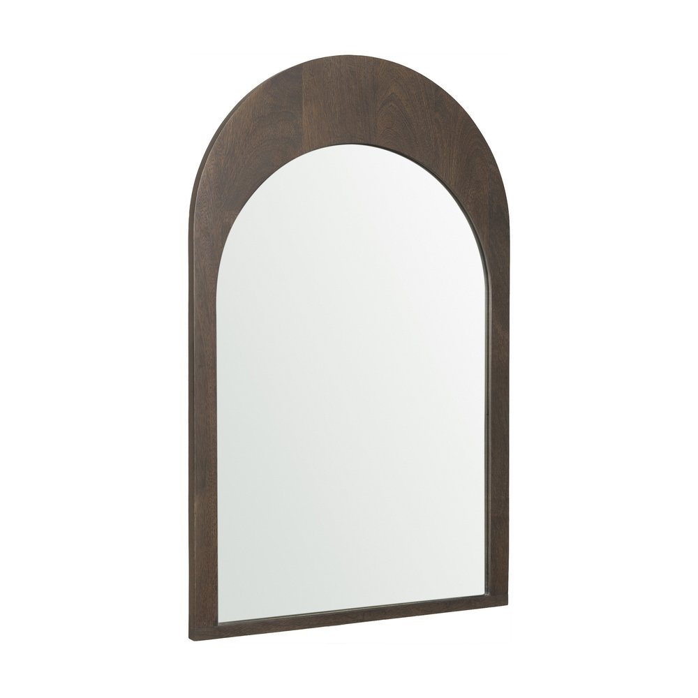 Brown Solid Wood Arch Framed Accent Mirror - 36-inch