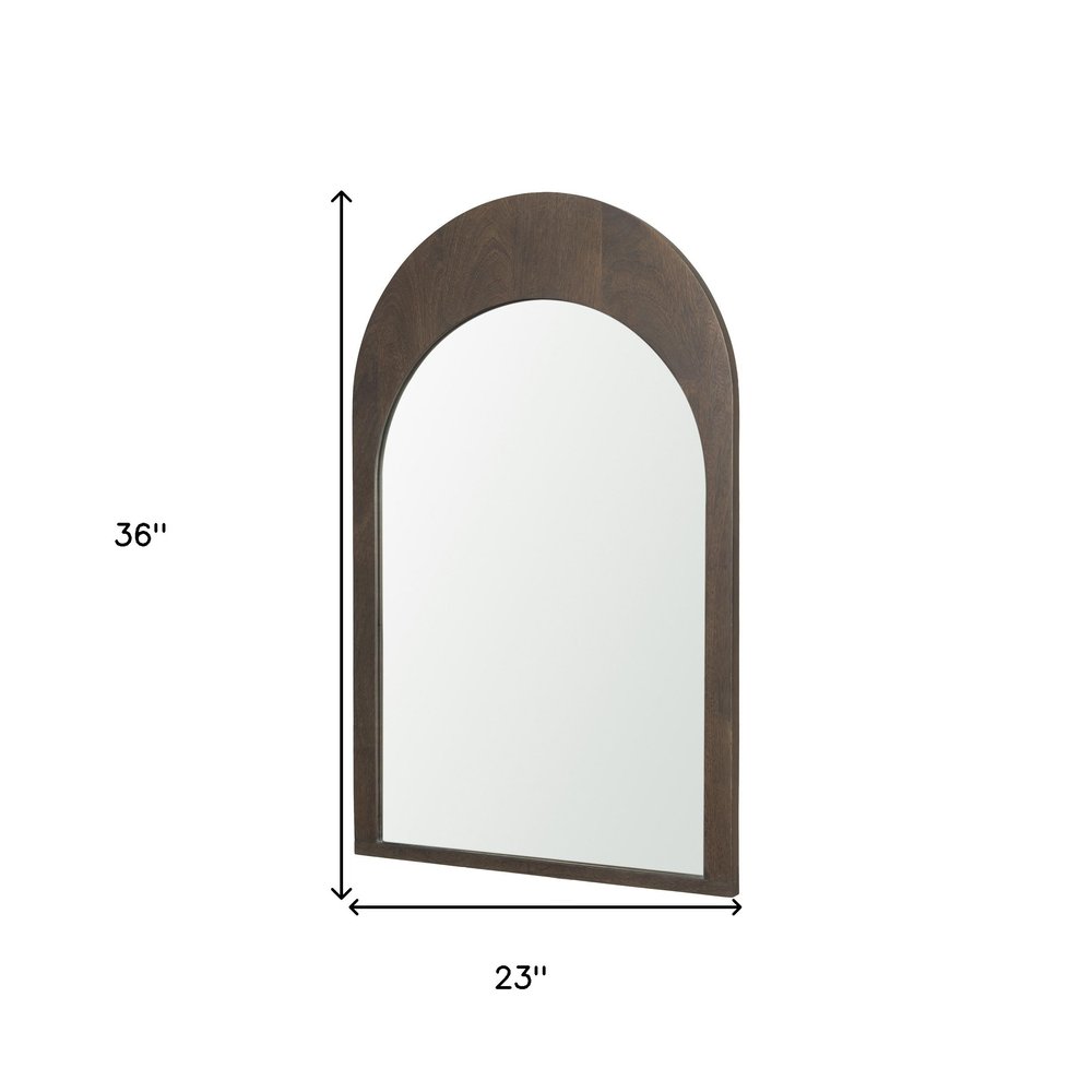 Brown Solid Wood Arch Framed Accent Mirror - 36-inch