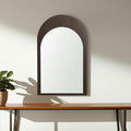 Brown Solid Wood Arch Framed Accent Mirror - 36-inch