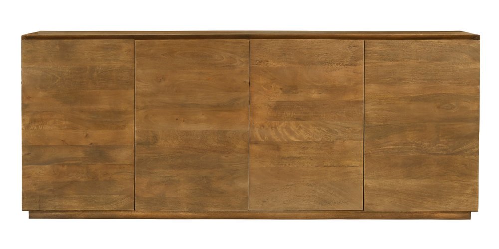 Tan Distressed Solid Wood Sideboard with Four Doors - 80-inch