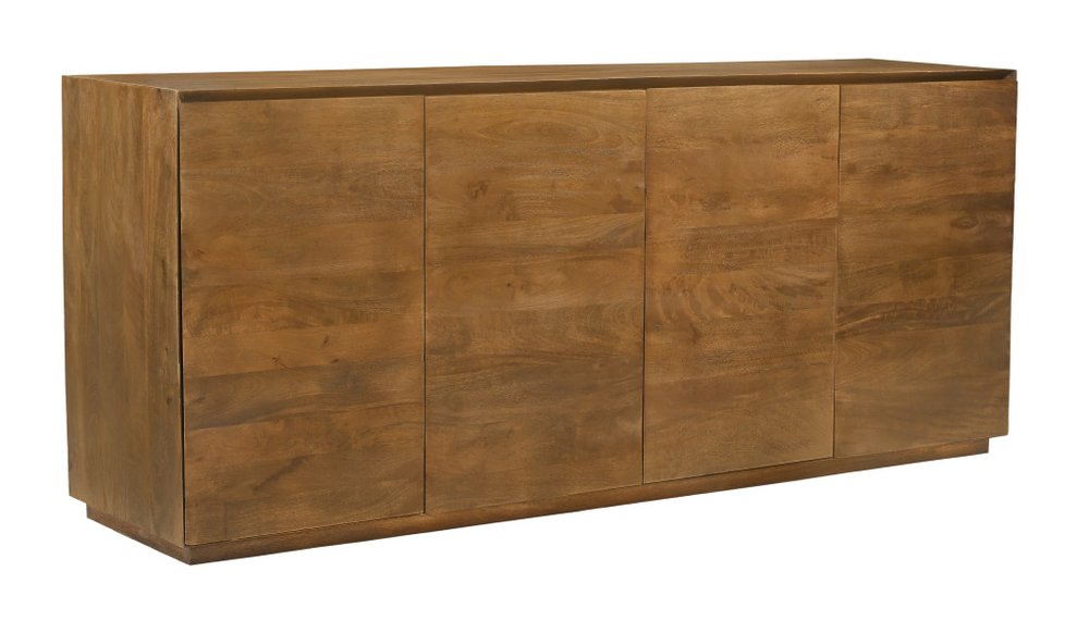 Tan Distressed Solid Wood Sideboard with Four Doors - 80-inch