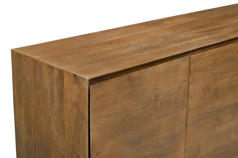 Tan Distressed Solid Wood Sideboard with Four Doors - 80-inch