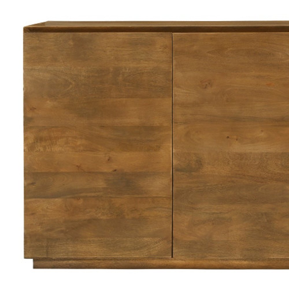 Tan Distressed Solid Wood Sideboard with Four Doors - 80-inch