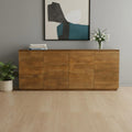 Tan Distressed Solid Wood Sideboard with Four Doors - 80-inch