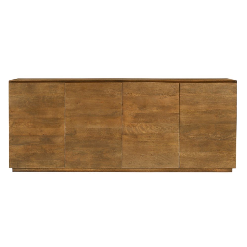 Tan Distressed Solid Wood Sideboard with Four Doors - 80-inch