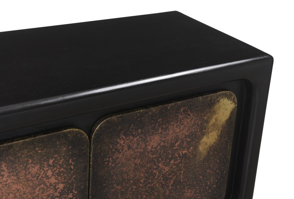 Black Distressed Solid Wood Sideboard with Four Doors - 75-inch