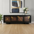 Black Distressed Solid Wood Sideboard with Four Doors - 75-inch