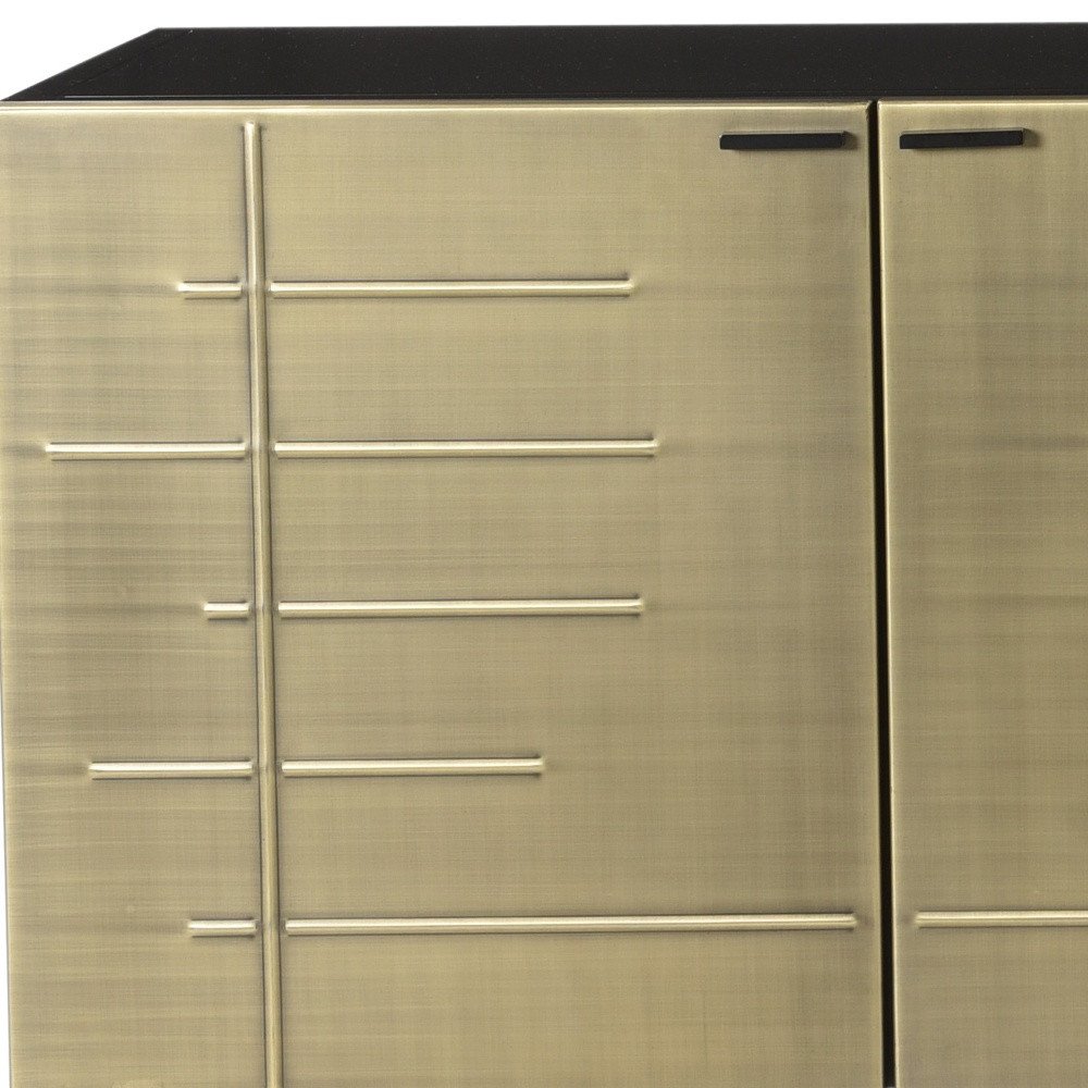Gold Iron Ribbed Texture Sideboard with Four Doors - 72-inch