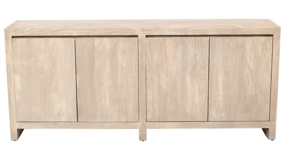 Ivory Distressed Reclaimed Wood Sideboard with Four Doors - 84-inch