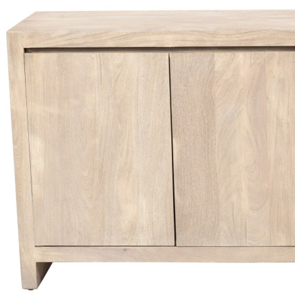 Ivory Distressed Reclaimed Wood Sideboard with Four Doors - 84-inch