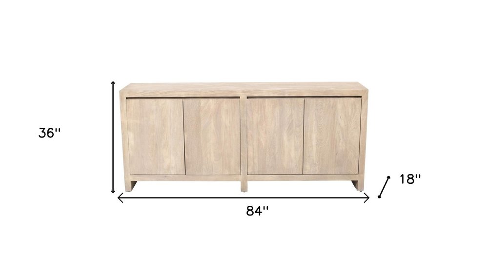 Ivory Distressed Reclaimed Wood Sideboard with Four Doors - 84-inch