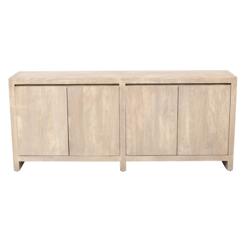 Ivory Distressed Reclaimed Wood Sideboard with Four Doors - 84-inch