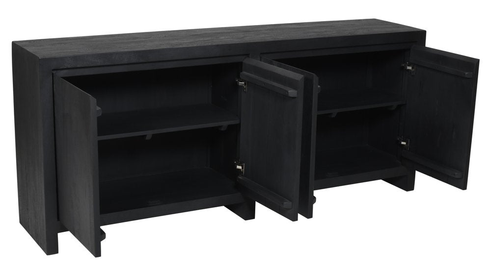 Graphite Distressed Reclaimed Wood Sideboard with Four Doors - 84-inch