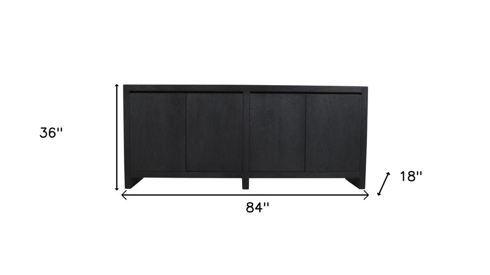 Graphite Distressed Reclaimed Wood Sideboard with Four Doors - 84-inch