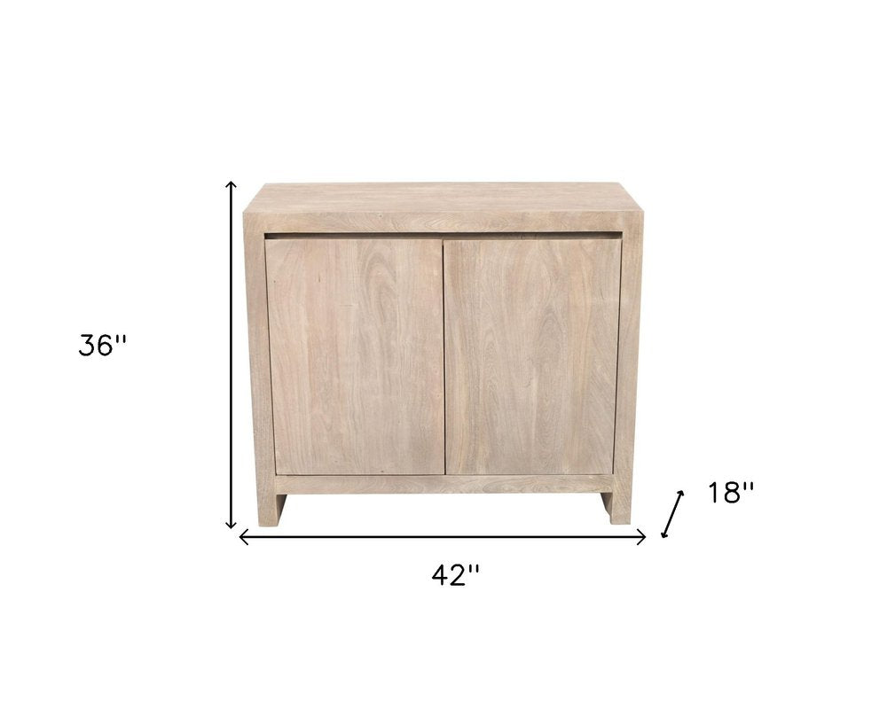 Ivory Distressed Reclaimed Wood Sideboard with Two Doors - 42-inch