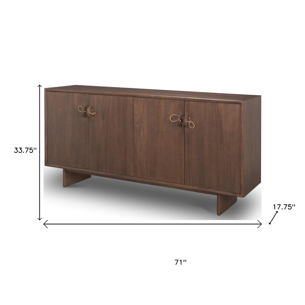 Brown Sideboard Soft Close with Four Doors - 71-inch