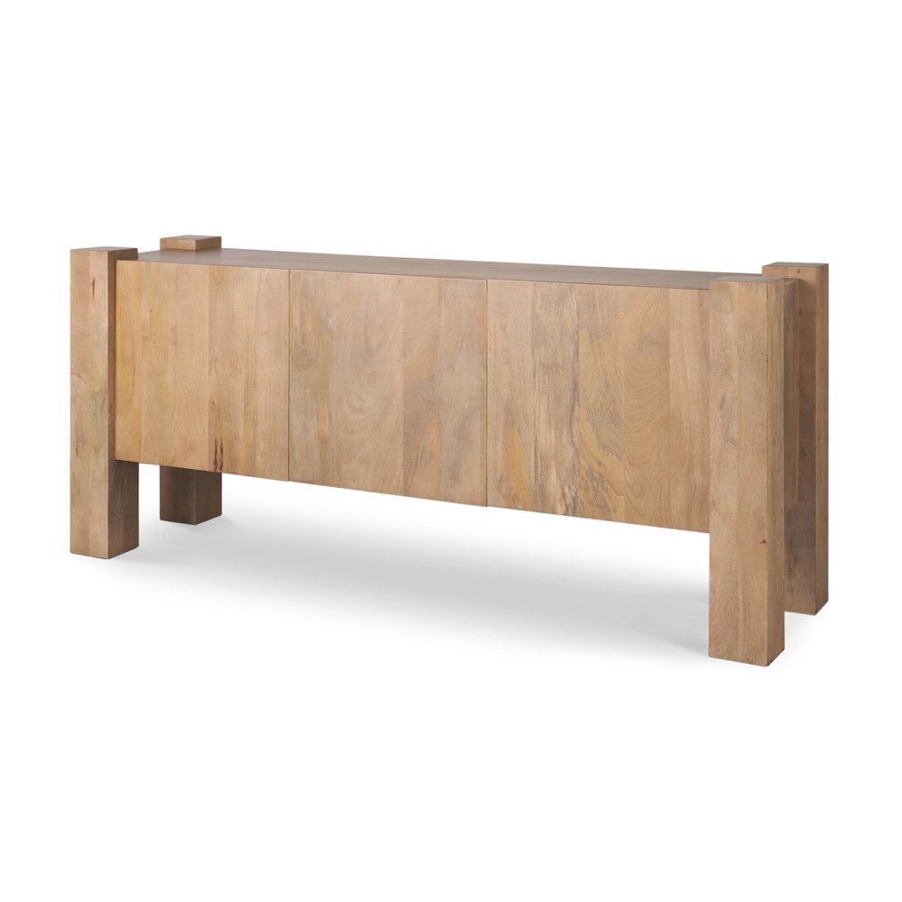Light Brown Solid Wood Sideboard Soft Close with Three Doors - 75-inch