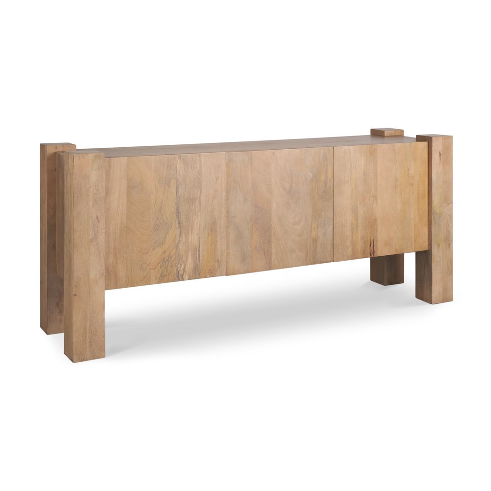 Light Brown Solid Wood Sideboard Soft Close with Three Doors - 75-inch