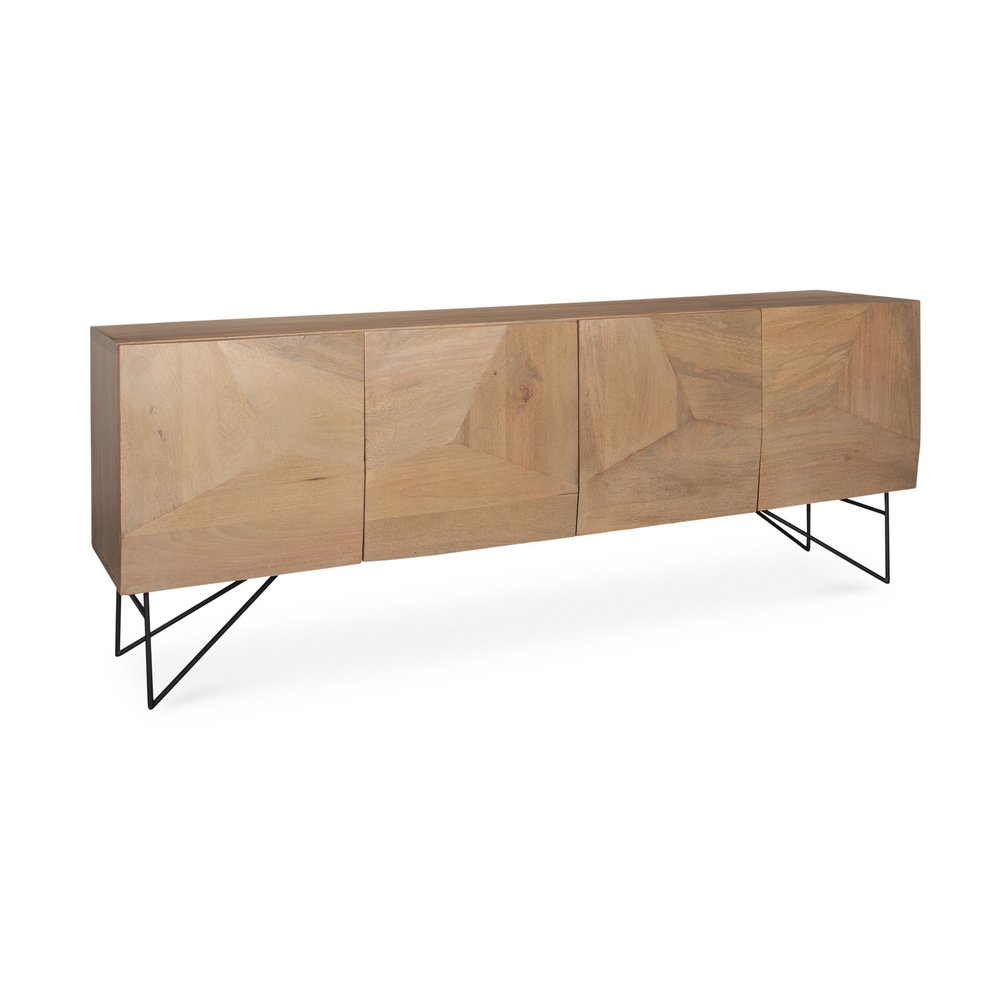 Black Solid Wood Sideboard Soft Close with Four Doors - 80-inch