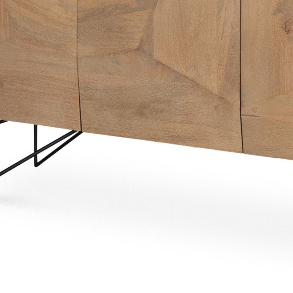 Black Solid Wood Sideboard Soft Close with Four Doors - 80-inch