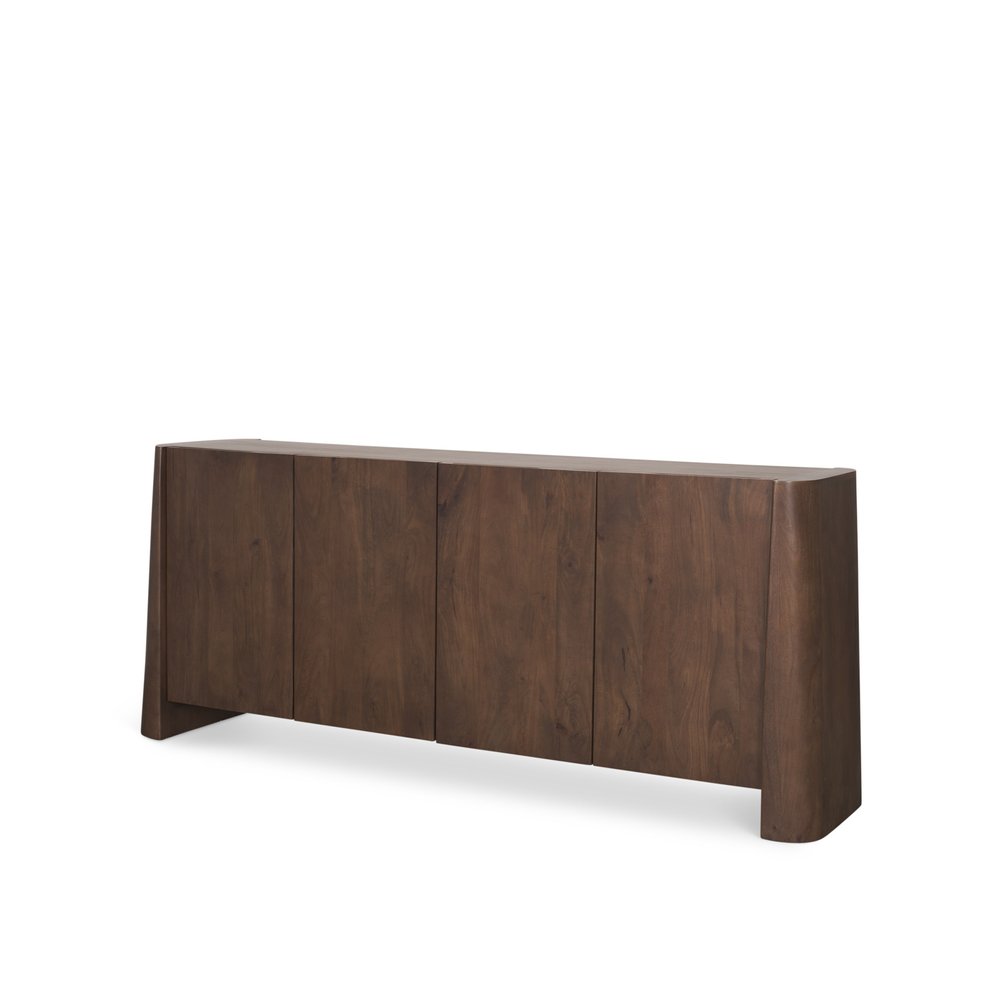 Brown Solid Wood Sideboard Soft Close with Four Doors - 81-inch