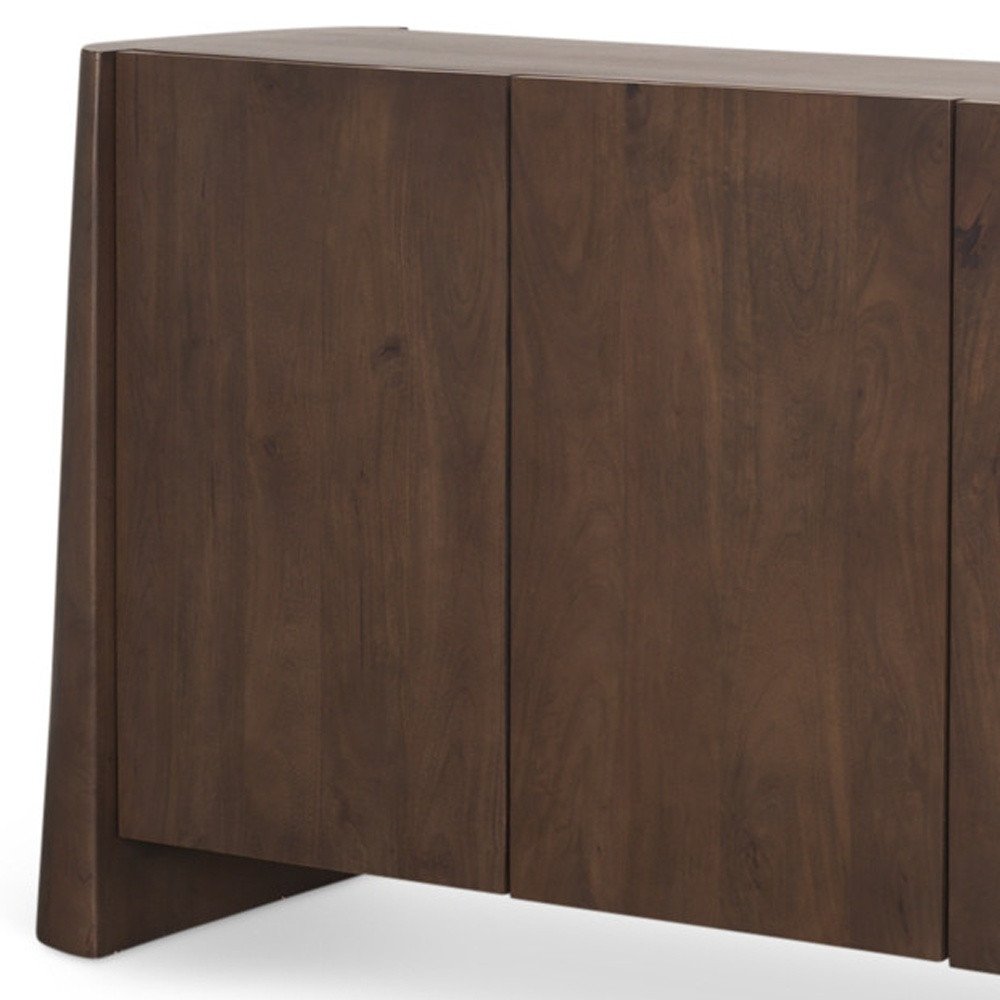 Brown Solid Wood Sideboard Soft Close with Four Doors - 81-inch