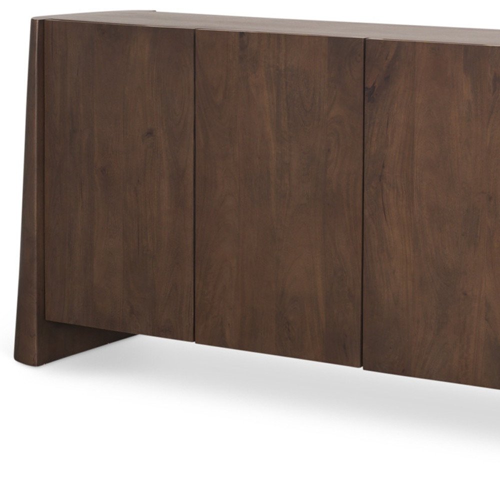 Brown Solid Wood Sideboard Soft Close with Four Doors - 81-inch