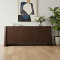 Brown Solid Wood Sideboard Soft Close with Four Doors - 81-inch