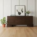 Brown Solid Wood Three Drawer Sideboard Soft Close with Two Doors - 76-inch