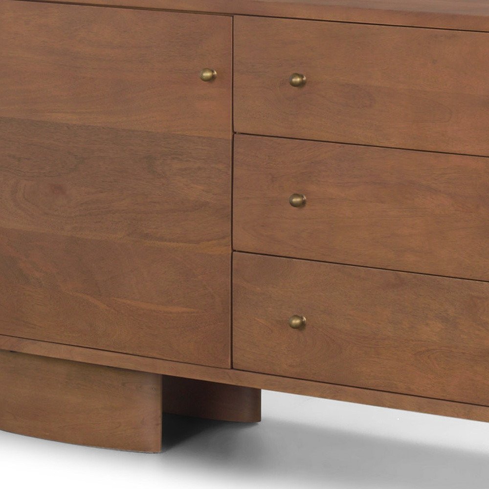 Brown Solid Wood Three Drawer Sideboard Soft Close with Two Doors - 76-inch