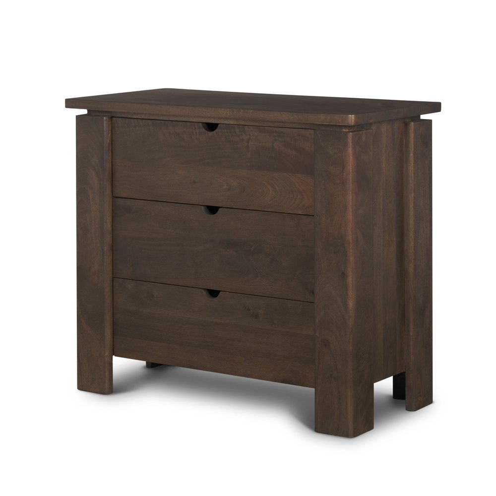 Dark Brown Solid Wood Accent Cabinet with Three Drawers - 36-inch