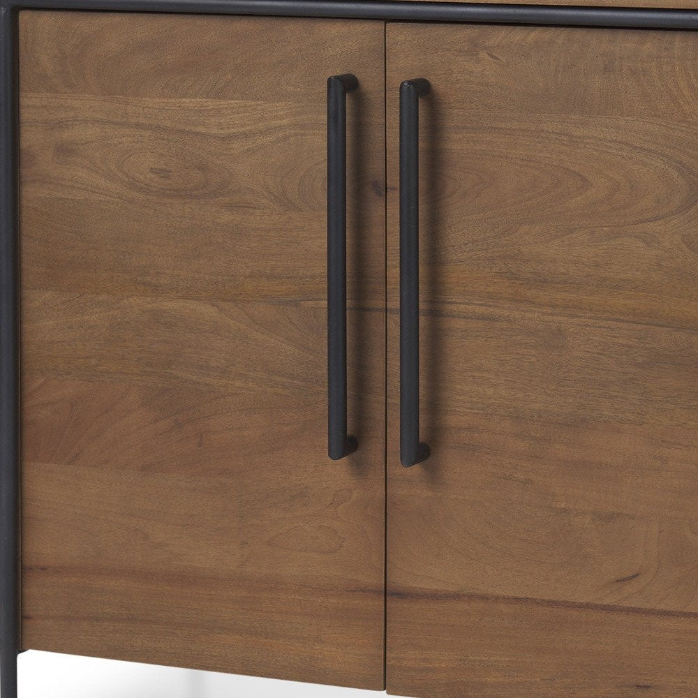 Brown and Black Solid Wood and Metal Accent Cabinet with Two Doors - 40-inch