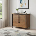 Brown and Black Solid Wood and Metal Accent Cabinet with Two Doors - 40-inch
