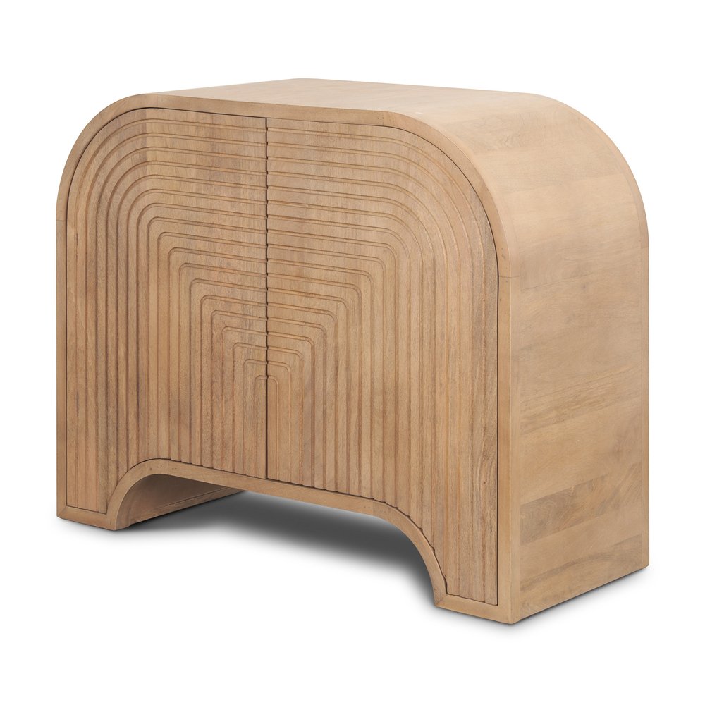 Natural Solid Wood Textured Door Accent Cabinet with Two Doors - 32-inch