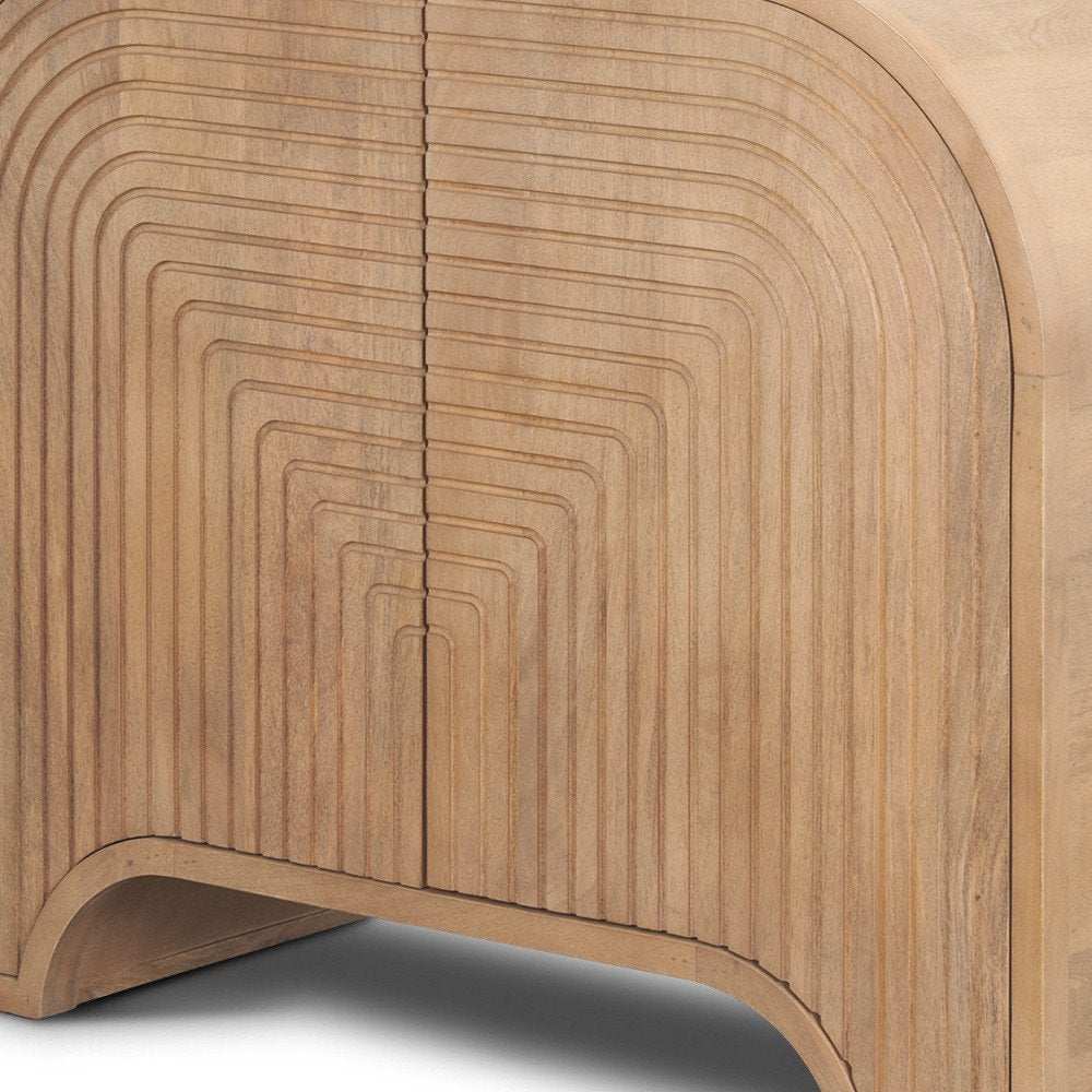 Natural Solid Wood Textured Door Accent Cabinet with Two Doors - 32-inch