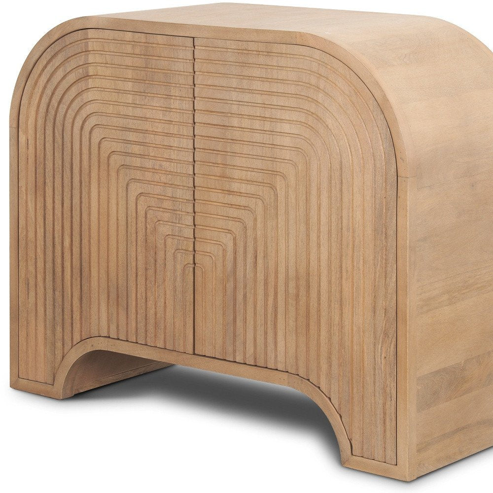 Natural Solid Wood Textured Door Accent Cabinet with Two Doors - 32-inch