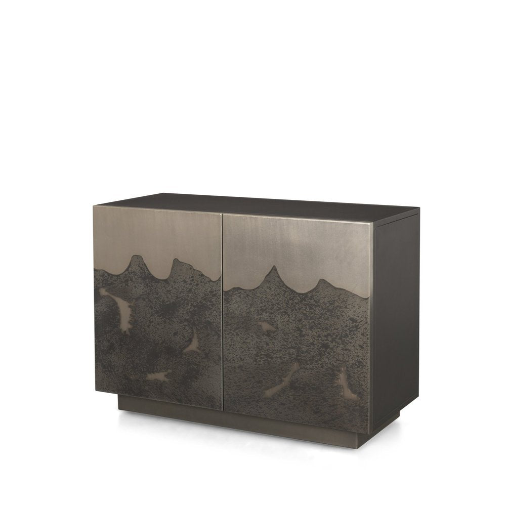 Gray Distressed Metal Textured Door Accent Cabinet with Two Doors - 30-inch