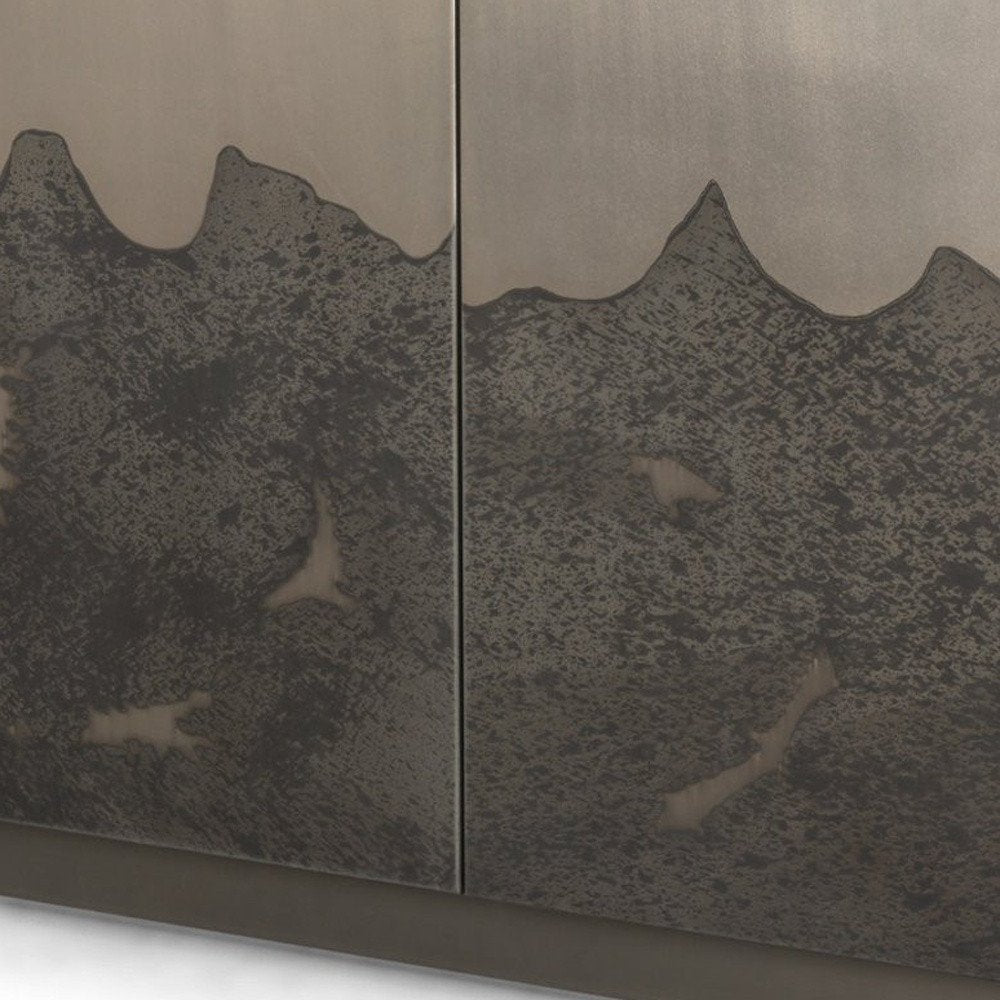 Gray Distressed Metal Textured Door Accent Cabinet with Two Doors - 30-inch