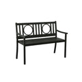 Black Metal Geometric Back Garden Patio Bench - 45-inch