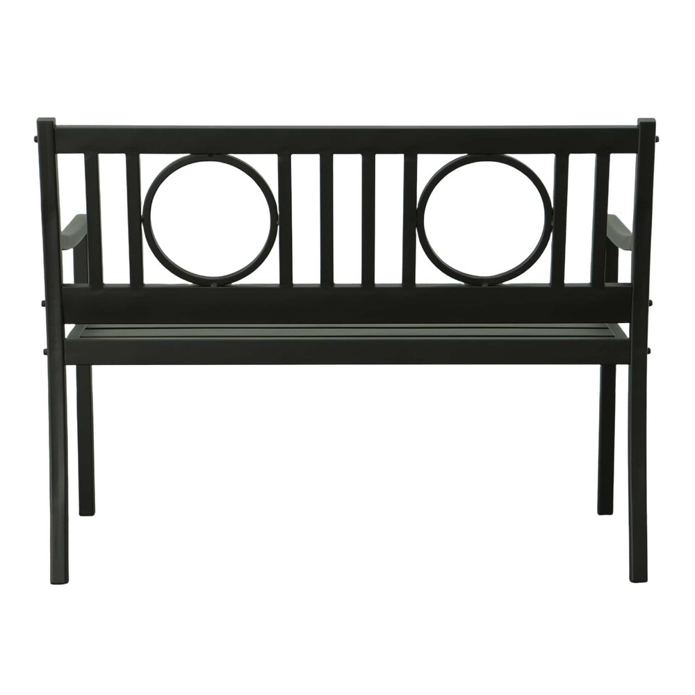 Black Metal Geometric Back Garden Patio Bench - 45-inch