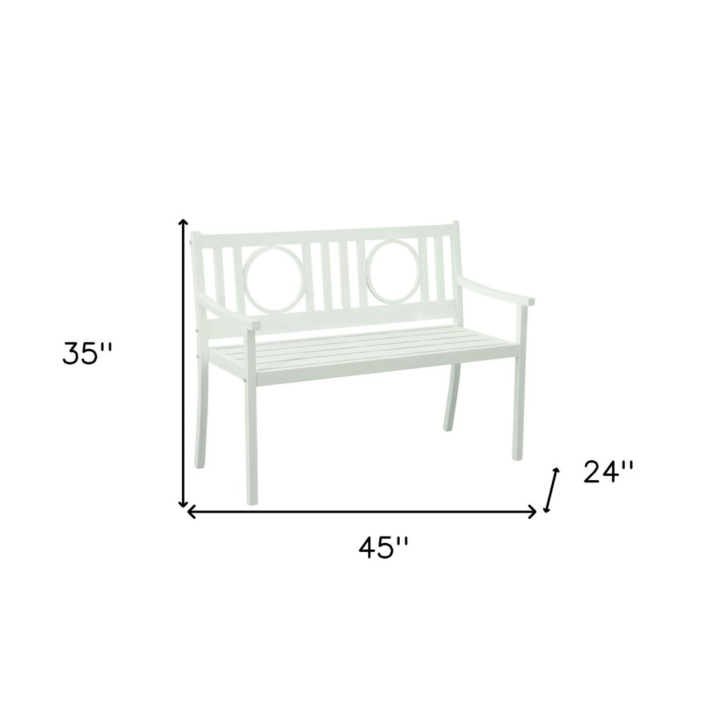 White Metal Garden Patio Bench - 45-inch